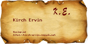 Kirch Ervin névjegykártya